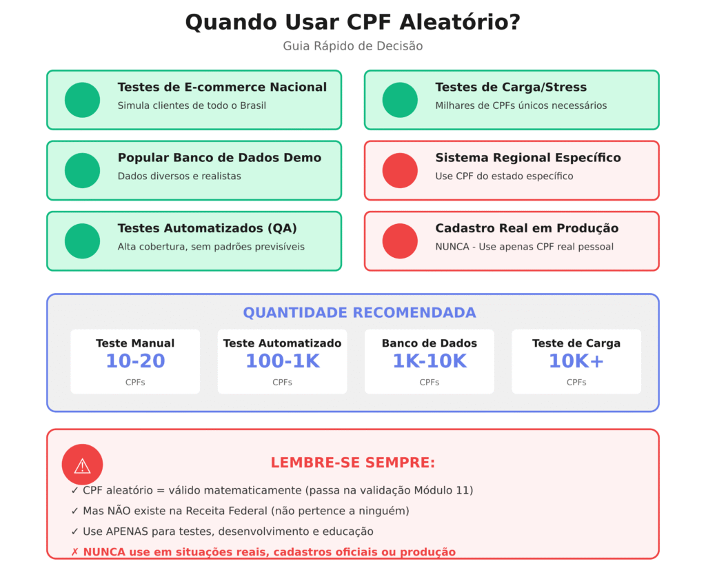 Quando Usar CPF Aleatório vs CPF Regional